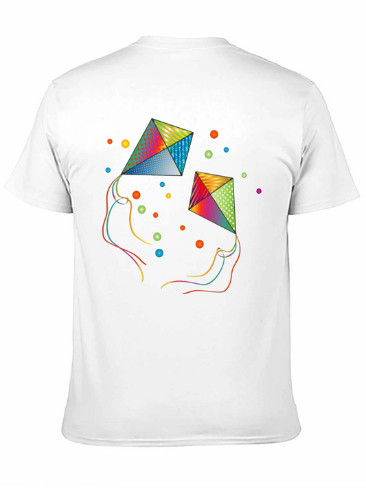 Camiseta Negra con Estampado de Cometas Coloridas