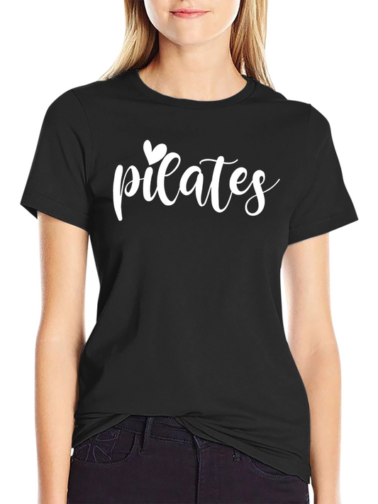 Camiseta Negra Pilates con Diseño de Corazón para Hombre