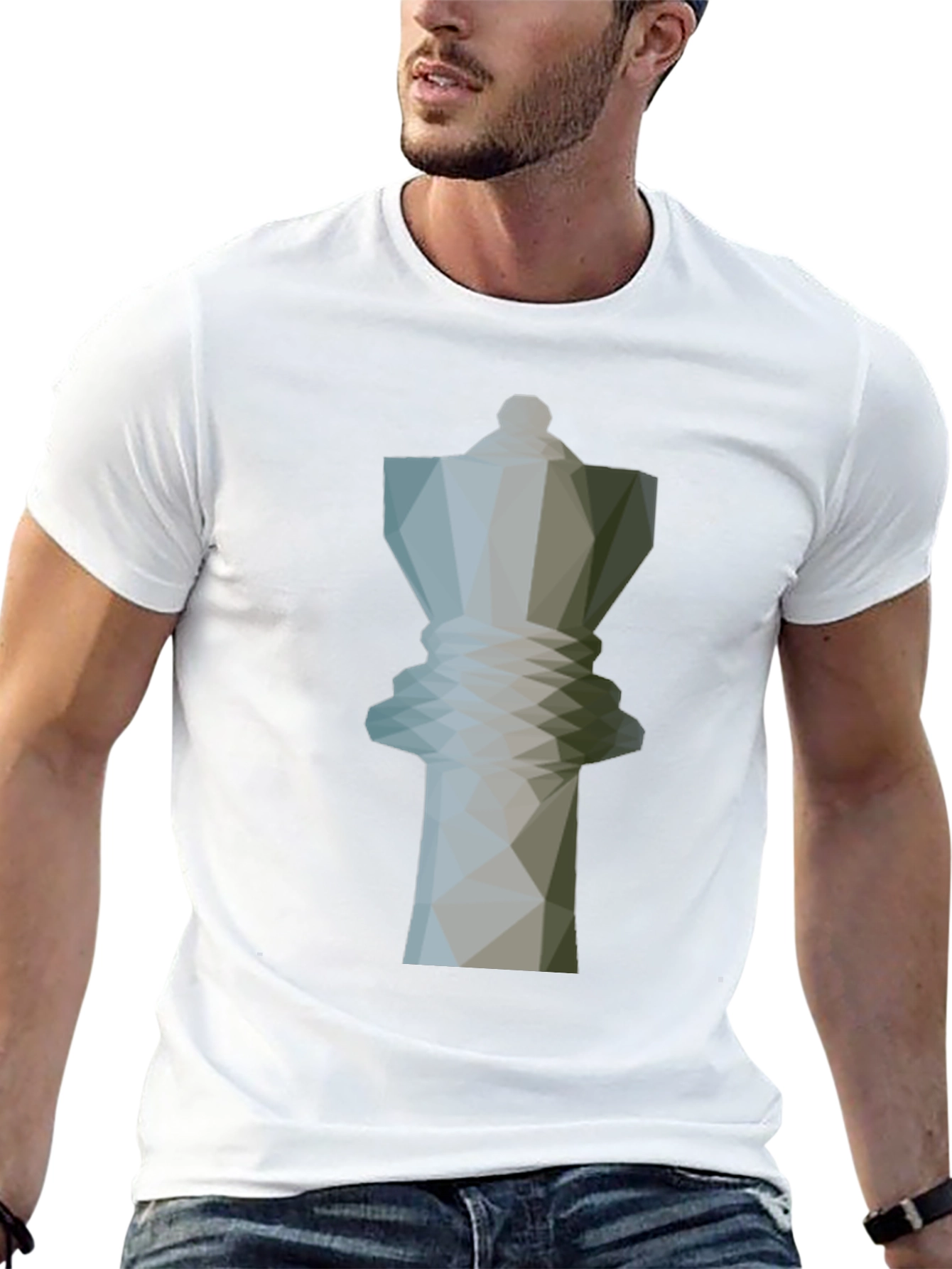 Camiseta Negra Ajedrez Reina Diseño Geométrico