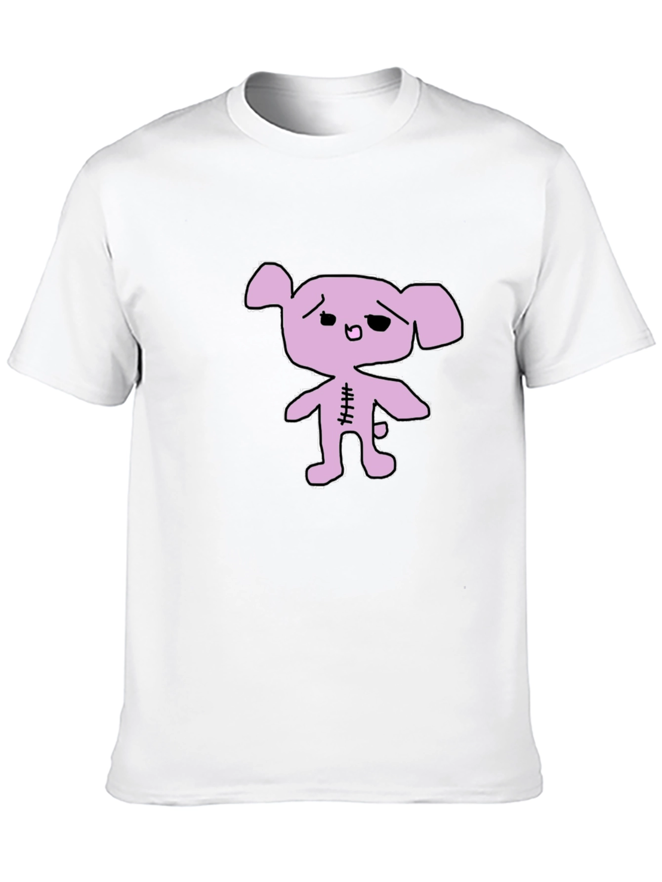 Camiseta Negra con Diseño de Cerdo Cosido