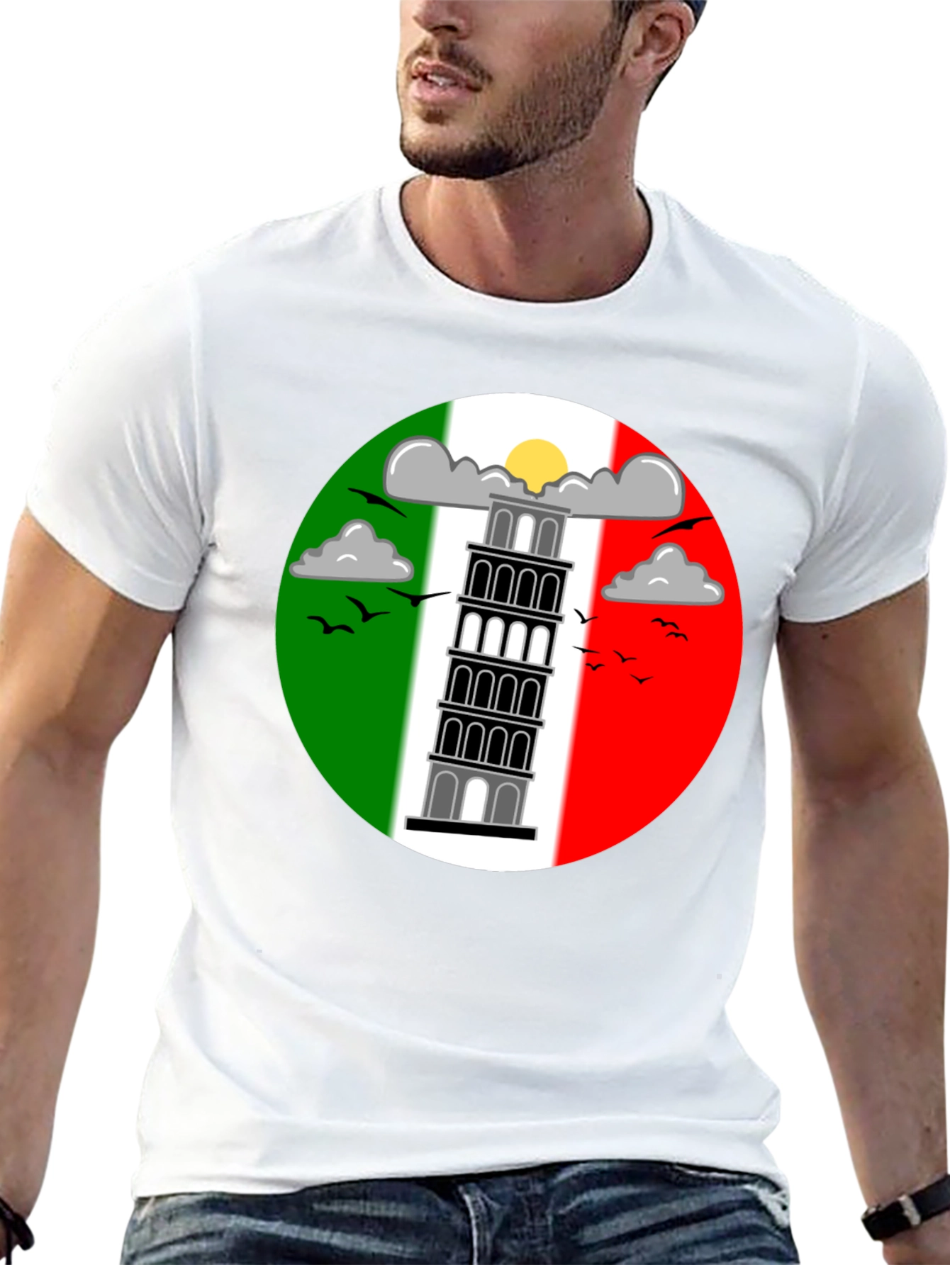 Camiseta Negra Torre de Pisa Italia