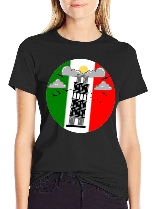 Camiseta Negra Torre de Pisa Italia