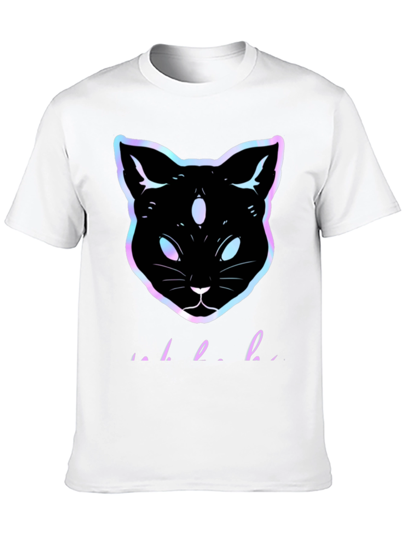 Camiseta Negra con Gato Holográfico