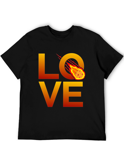 Camiseta Negra LOVE con Meteorito en Llamas