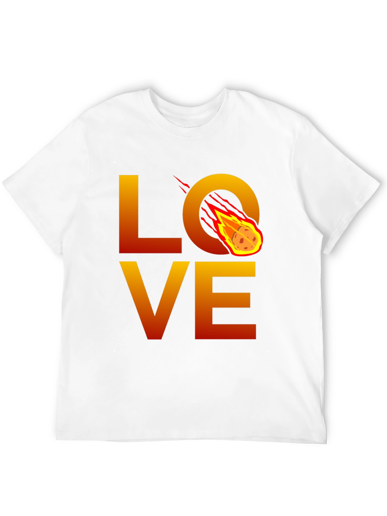 Camiseta Negra LOVE con Meteorito en Llamas