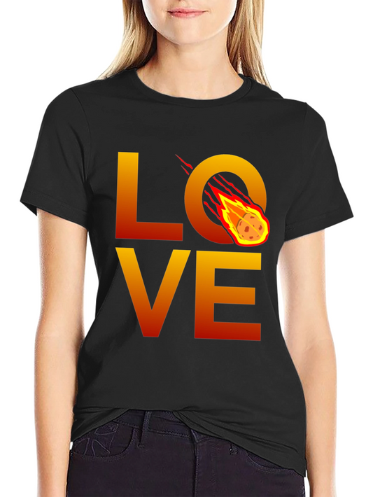 Camiseta Negra LOVE con Meteorito en Llamas