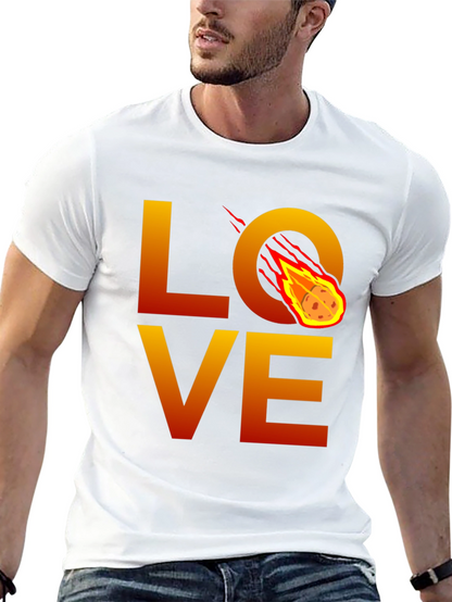 Camiseta Negra LOVE con Meteorito en Llamas