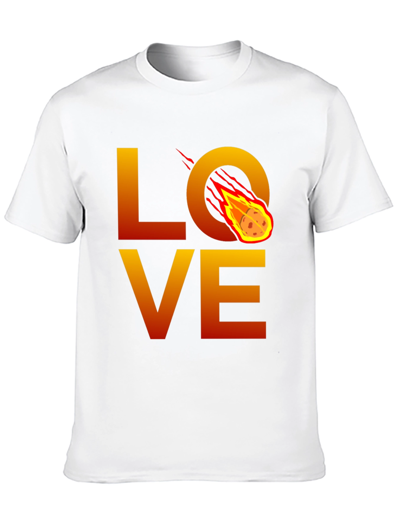 Camiseta Negra LOVE con Meteorito en Llamas
