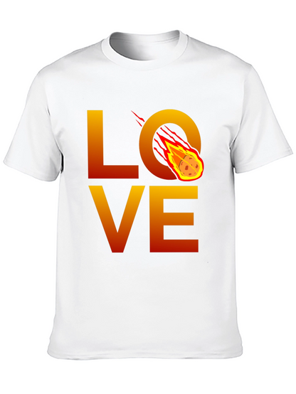 Camiseta Negra LOVE con Meteorito en Llamas
