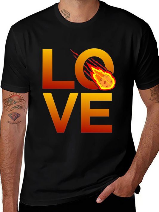 Camiseta Negra LOVE con Meteorito en Llamas