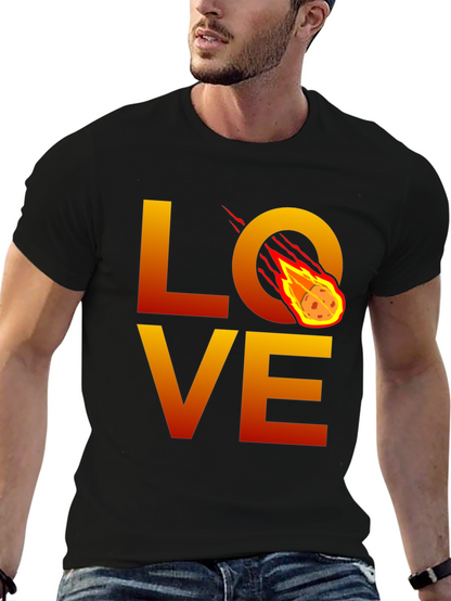 Camiseta Negra LOVE con Meteorito en Llamas
