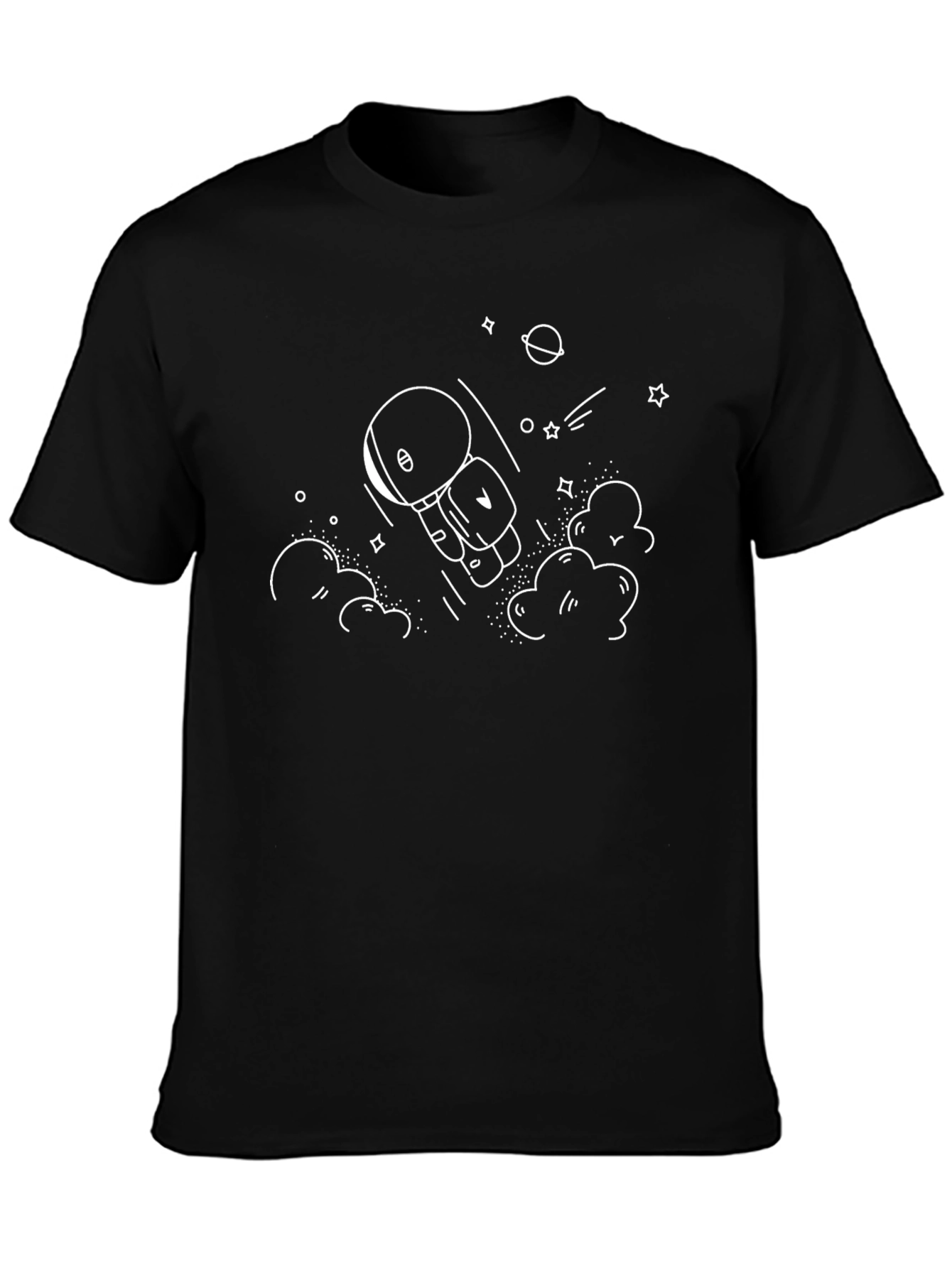 Camiseta Negra Astronauta Espacial Dibujo Original