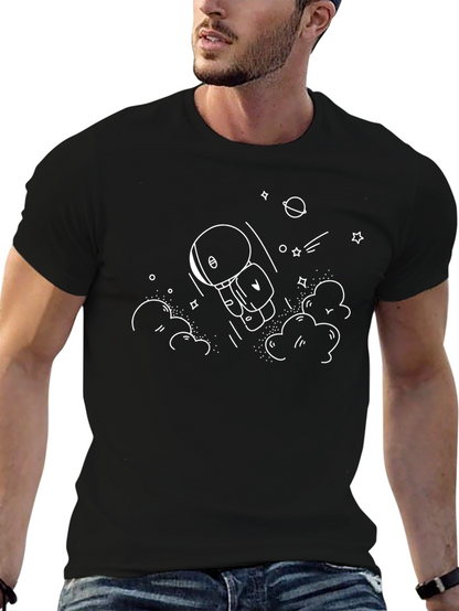 Camiseta Negra Astronauta Espacial Dibujo Original