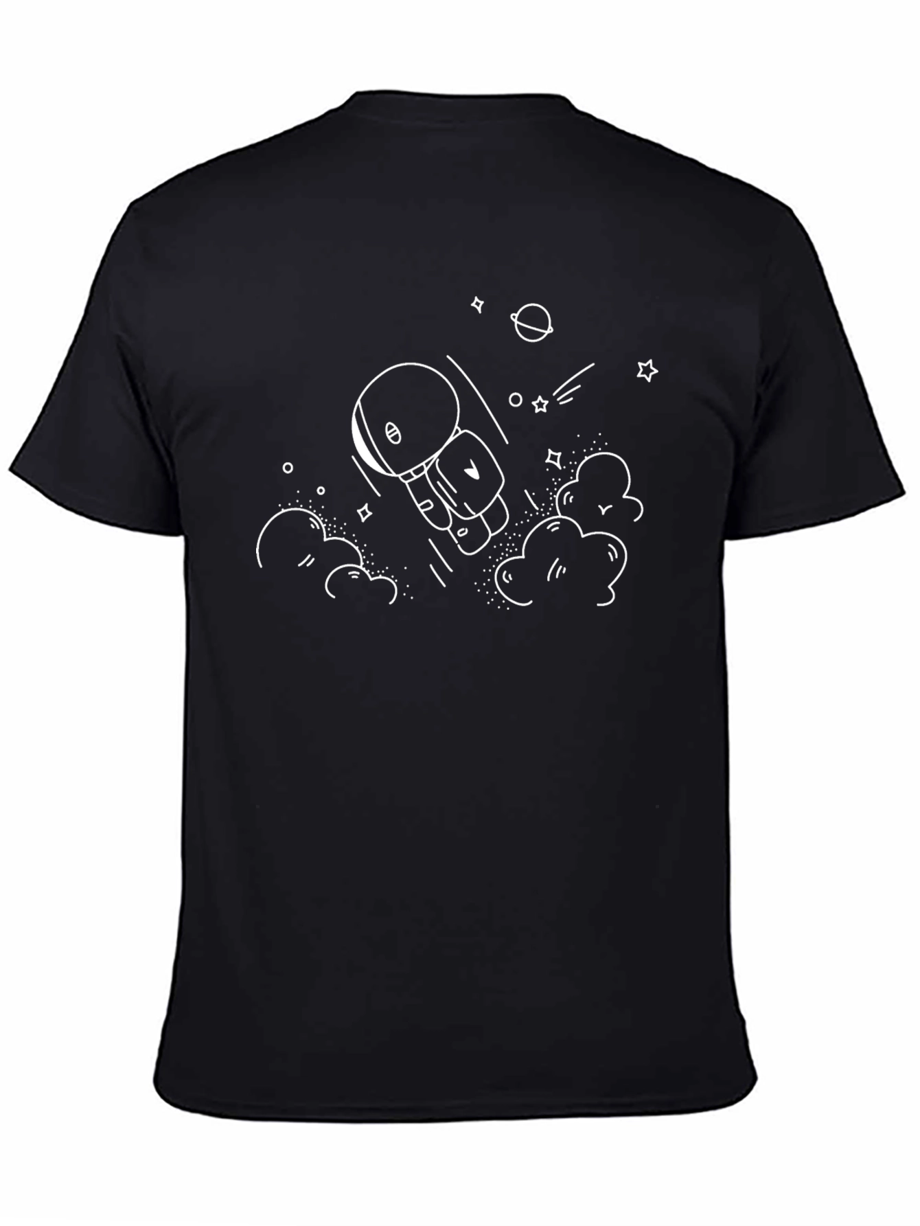 Camiseta Negra Astronauta Espacial Dibujo Original