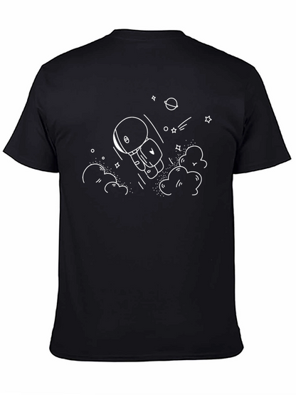 Camiseta Negra Astronauta Espacial Dibujo Original
