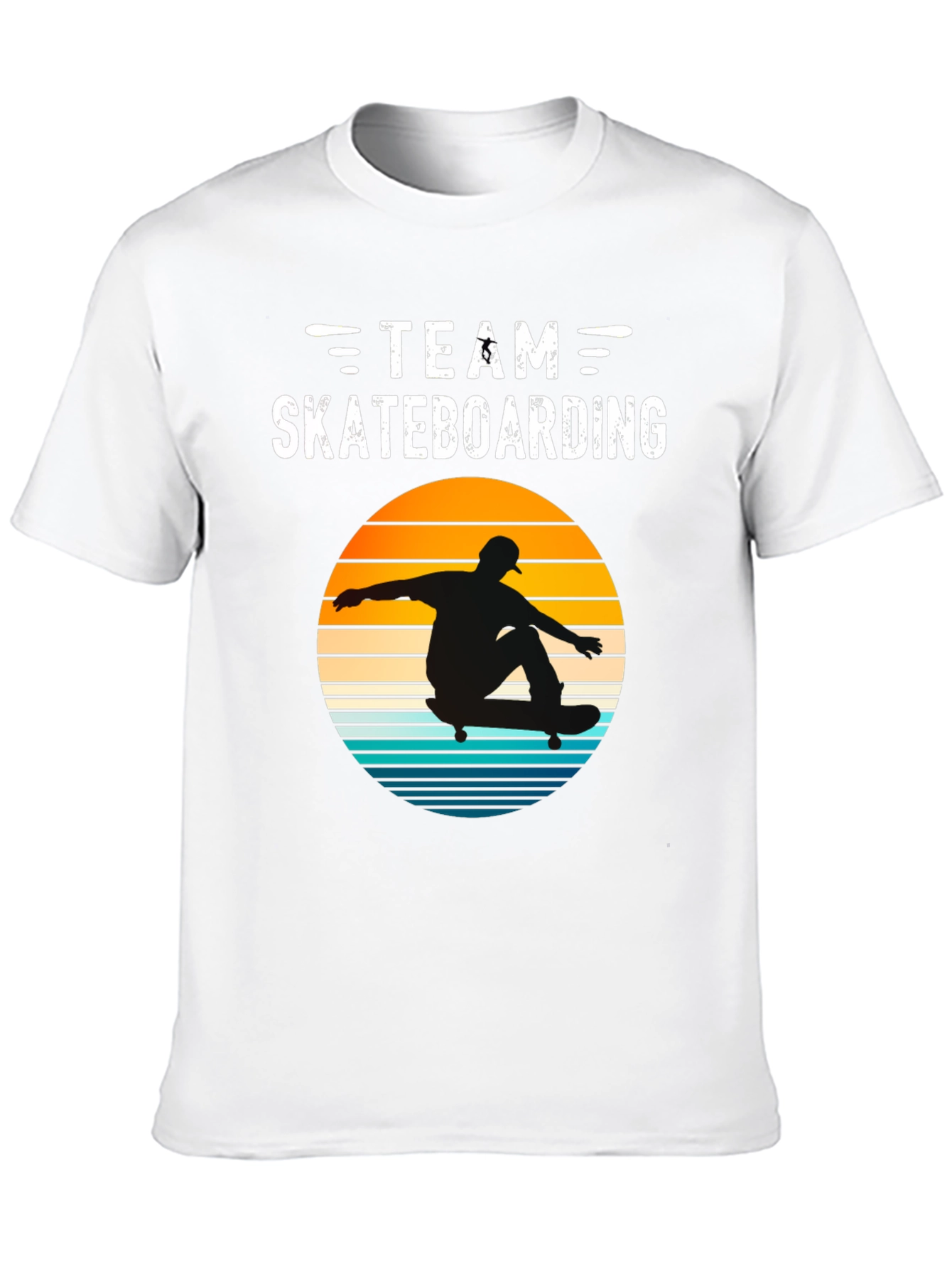 Camiseta Negra Team Skateboarding Estilo Retro