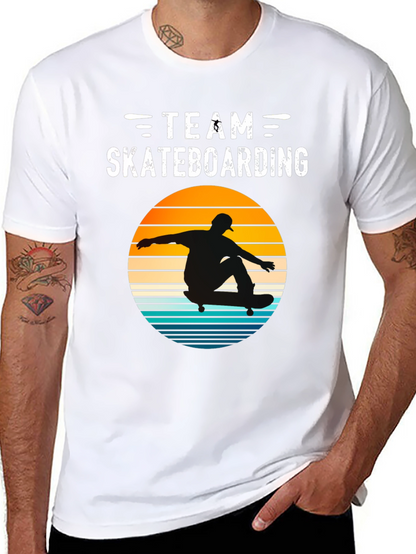 Camiseta Negra Team Skateboarding Estilo Retro