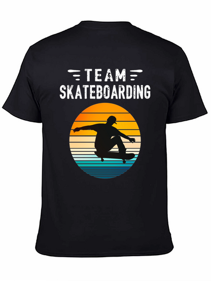 Camiseta Negra Team Skateboarding Estilo Retro