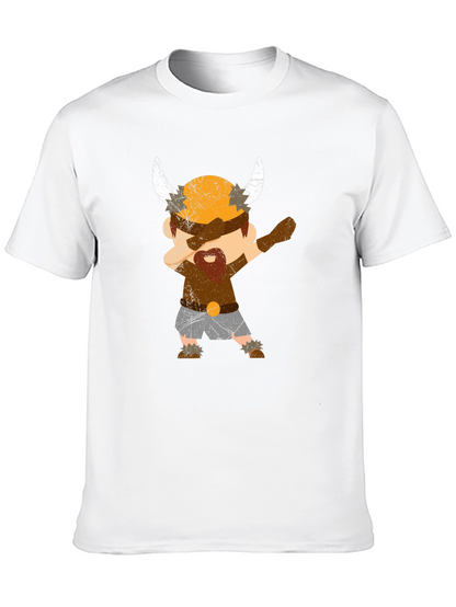 Camiseta Negra con Diseño Vikingo Divertido