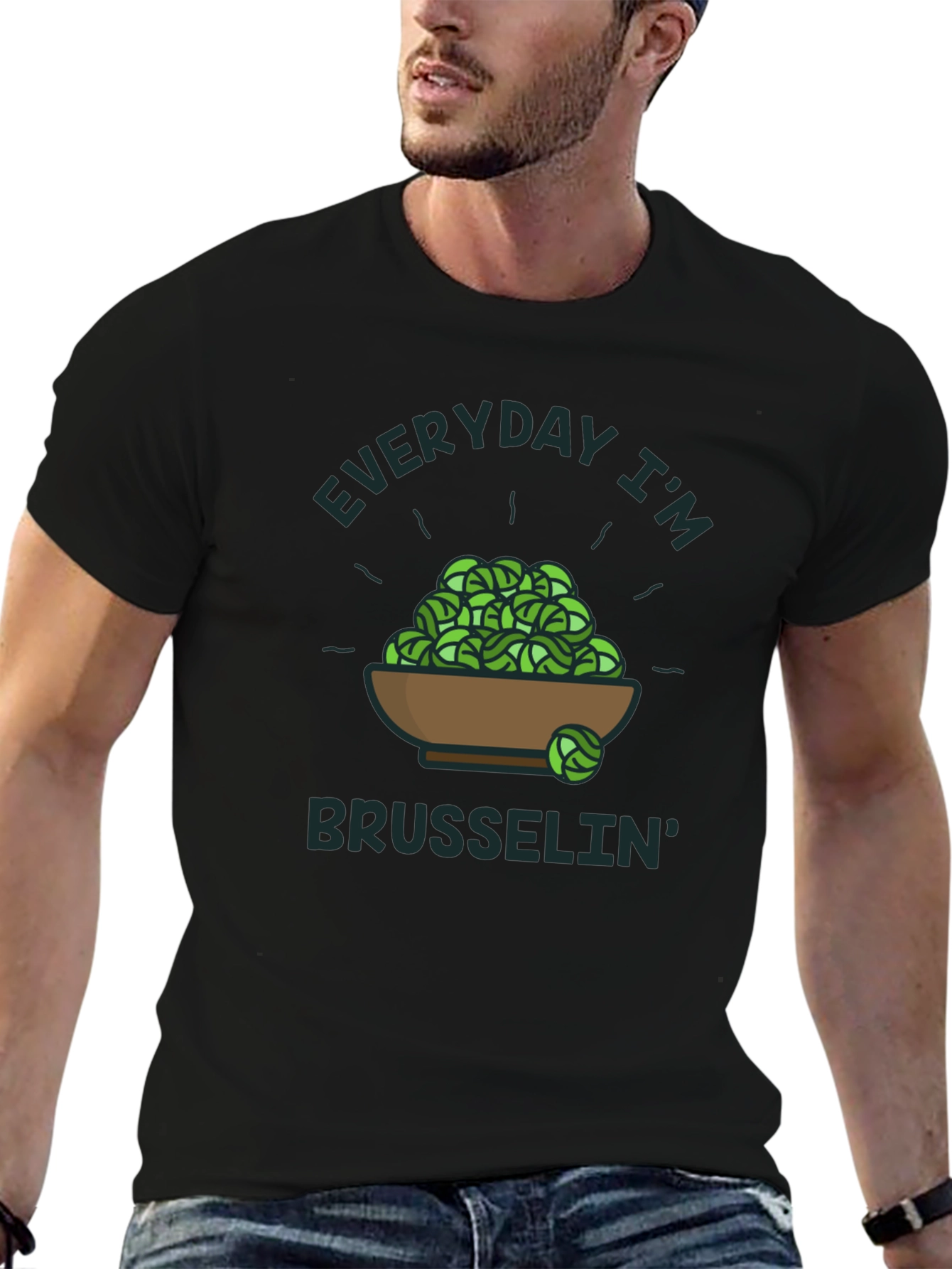 Camiseta Hombre Negra: Everyday Im Brussel Diseño Divertido