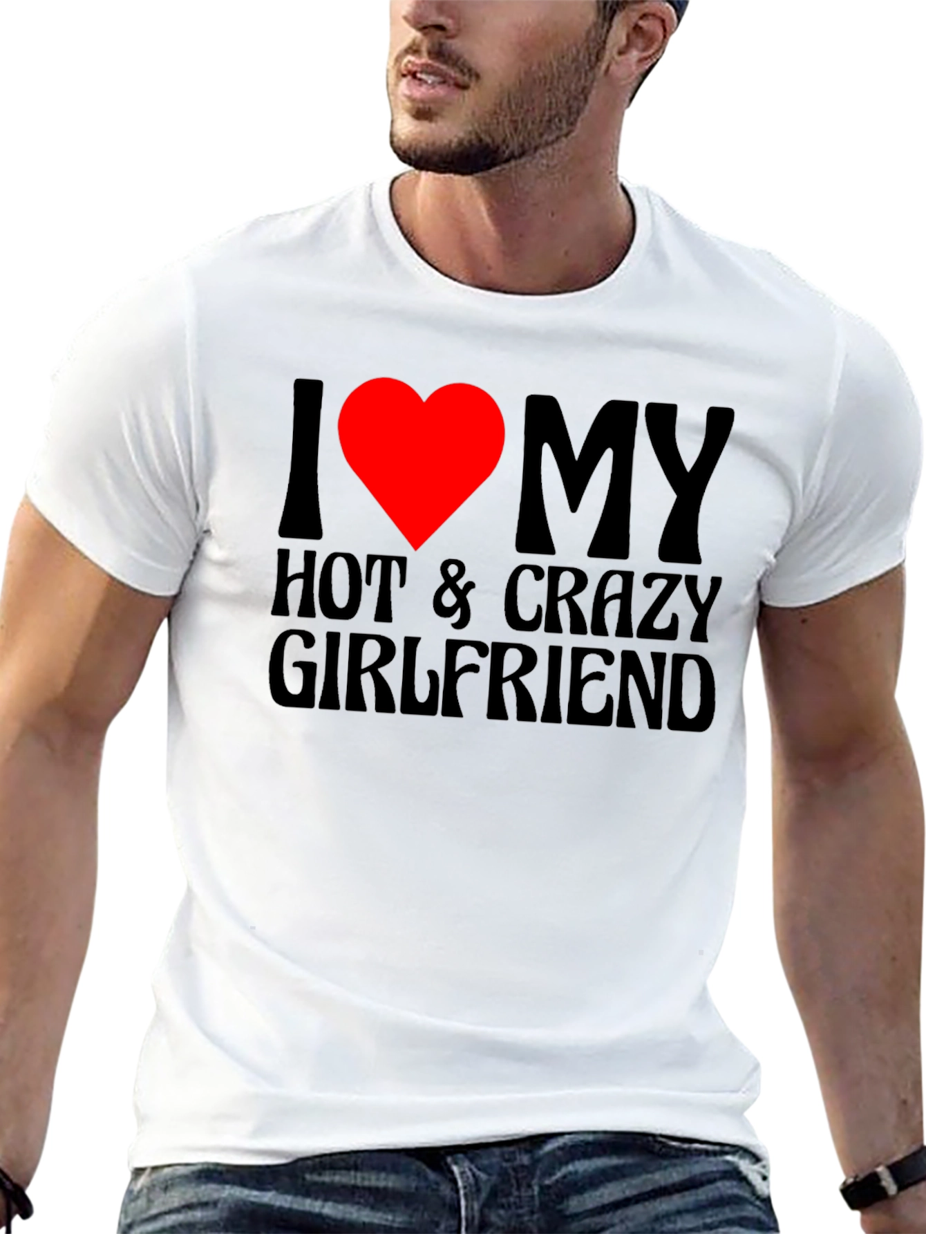 Camiseta Negra I Love My Hot & Crazy Girlfriend
