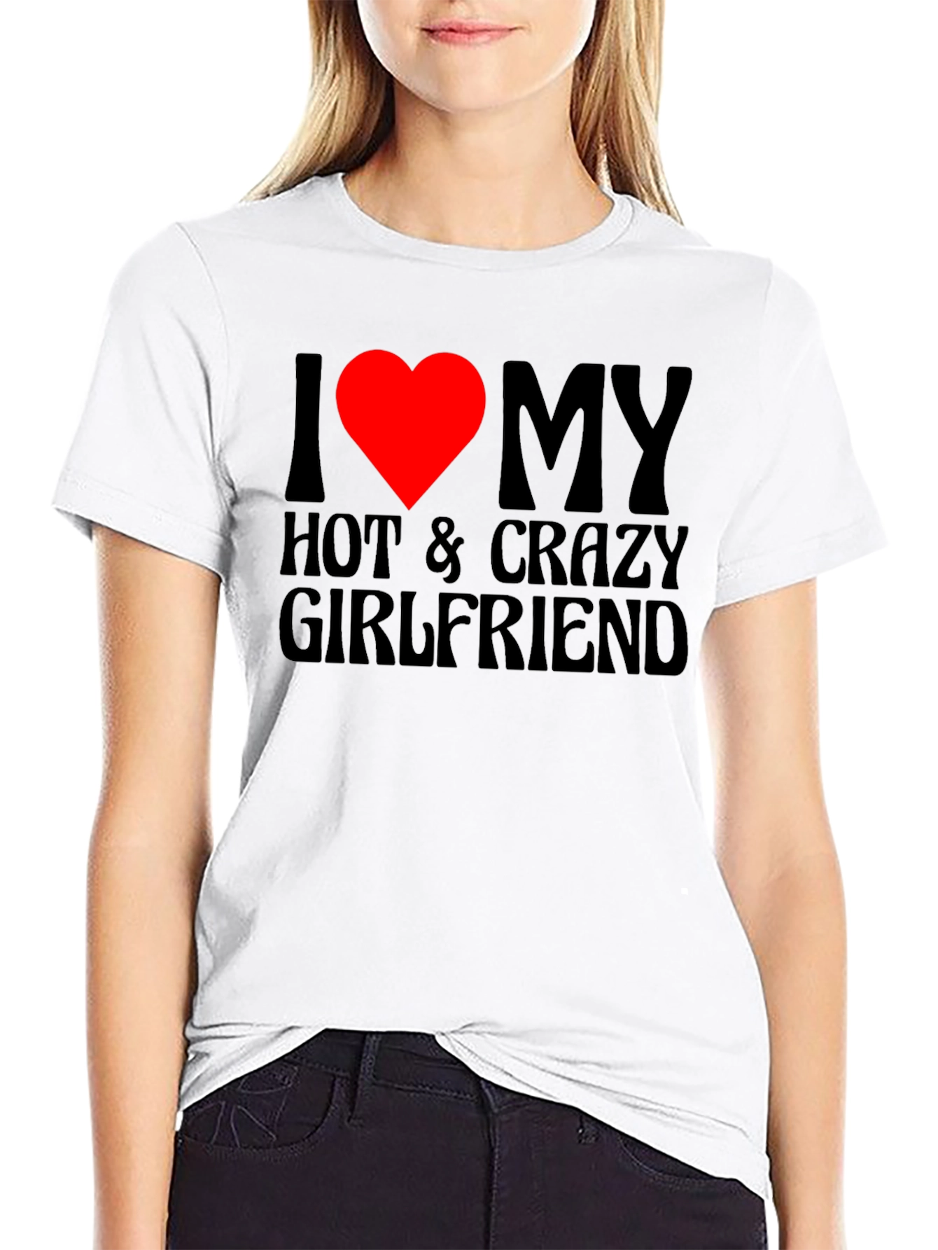 Camiseta Negra I Love My Hot & Crazy Girlfriend