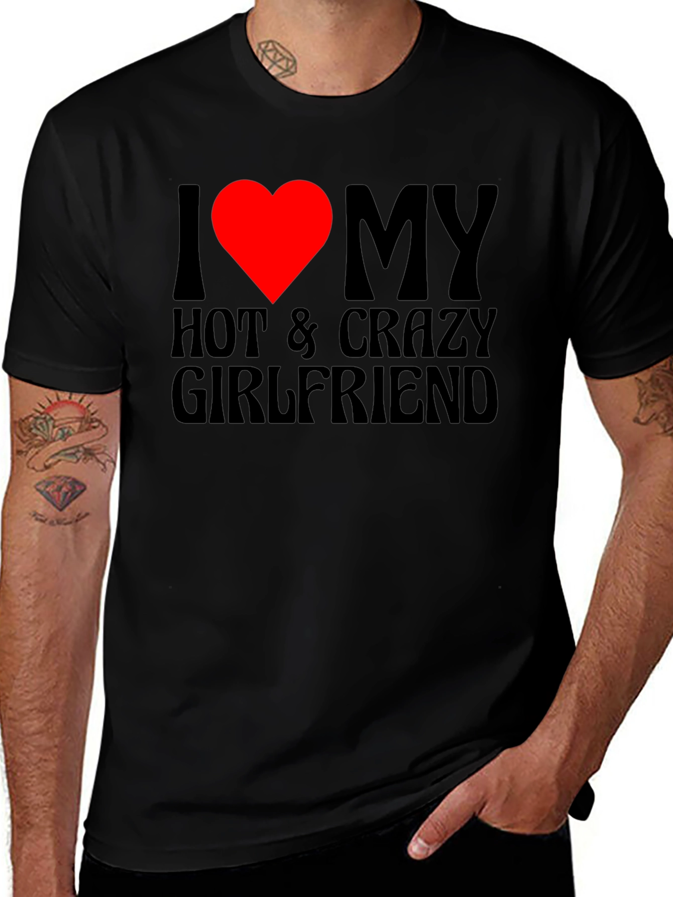 Camiseta Negra I Love My Hot & Crazy Girlfriend