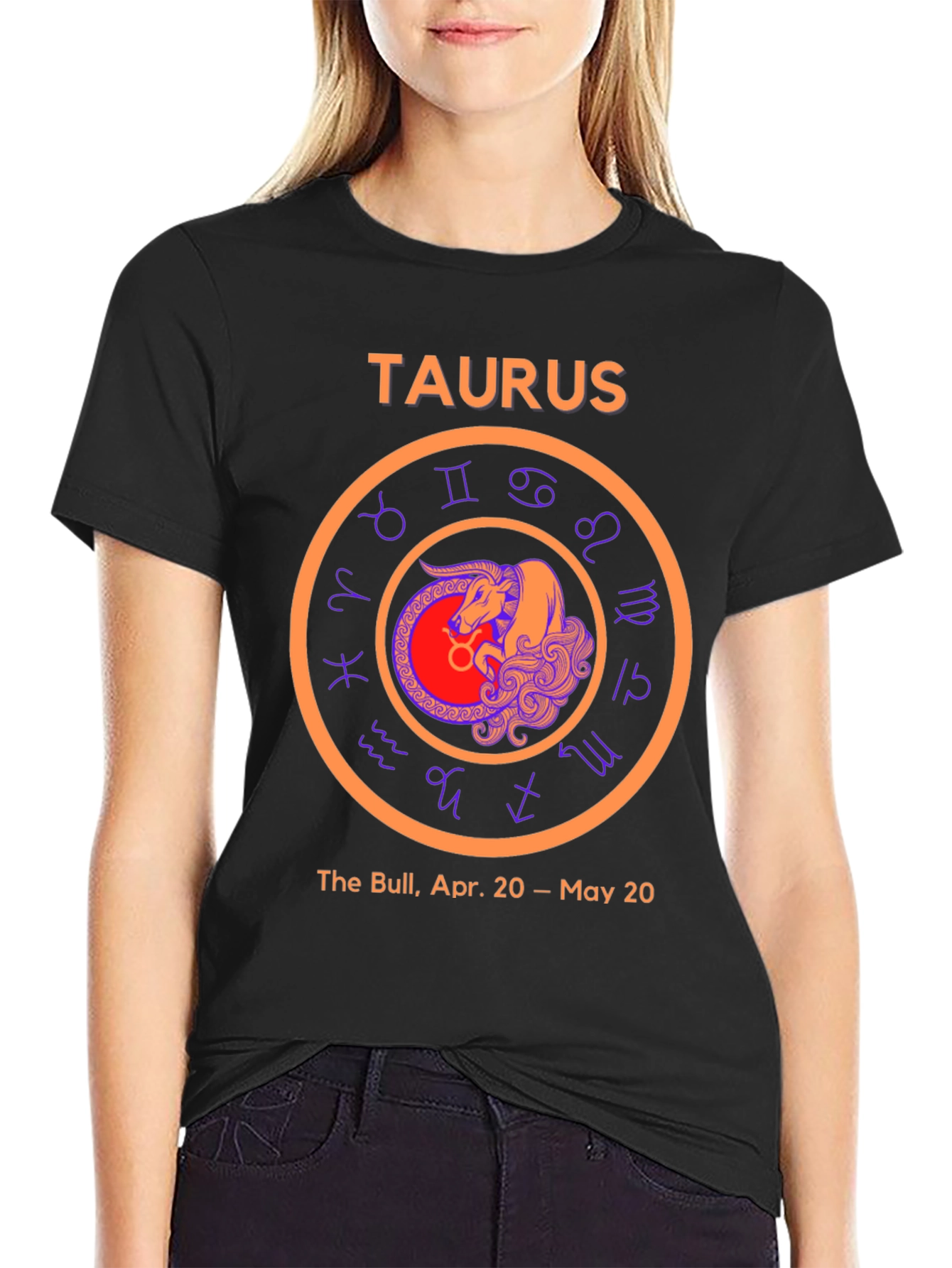 Camiseta Negra Signo Tauro Zodiaco Astrología