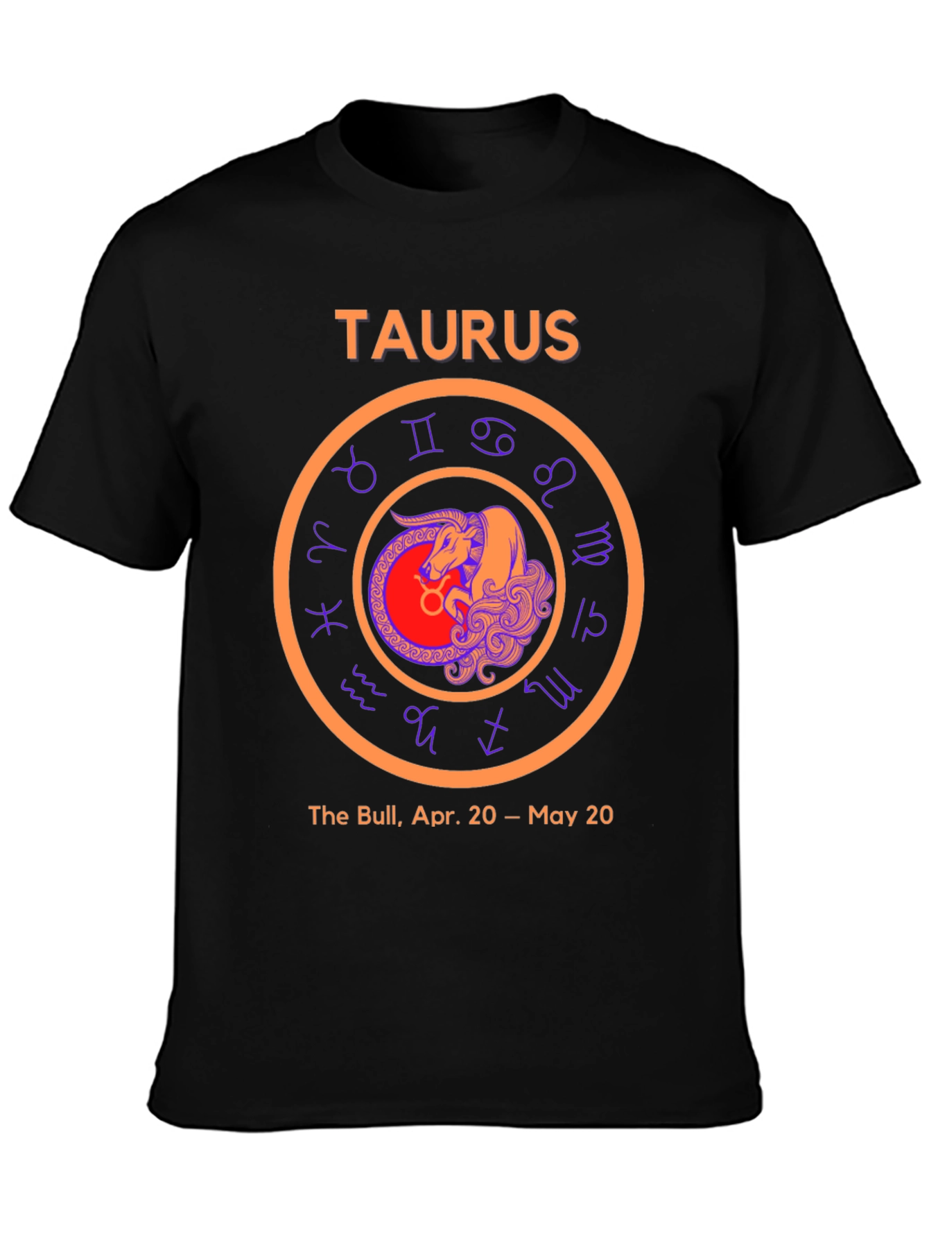 Camiseta Negra Signo Tauro Zodiaco Astrología