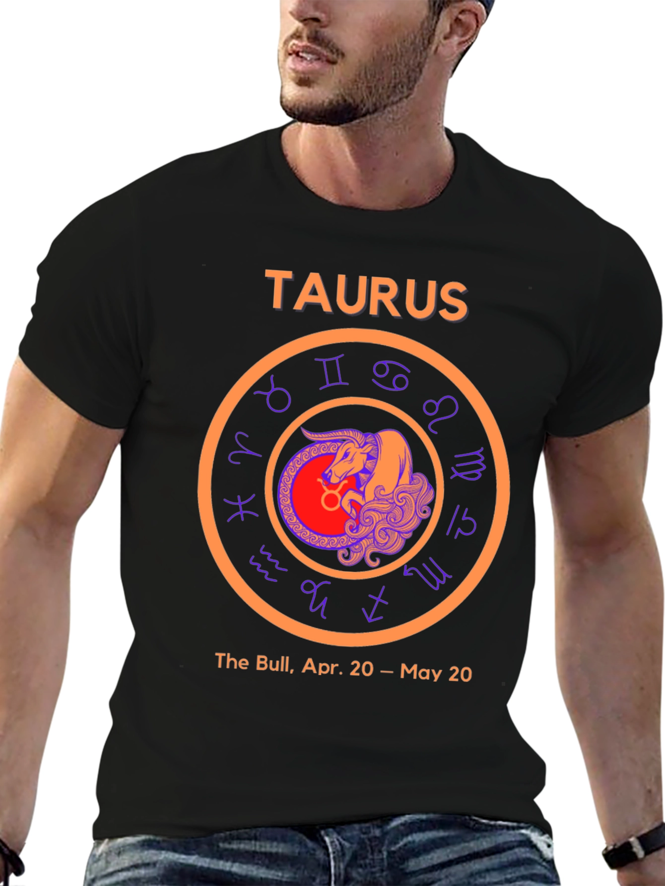 Camiseta Negra Signo Tauro Zodiaco Astrología