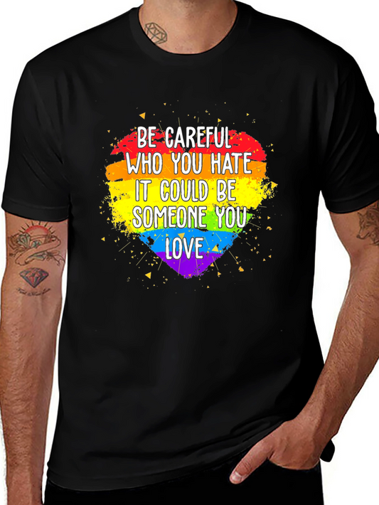 Camiseta Negra con Corazón LGBTQ+ Ten Cuidado A Quien Odias