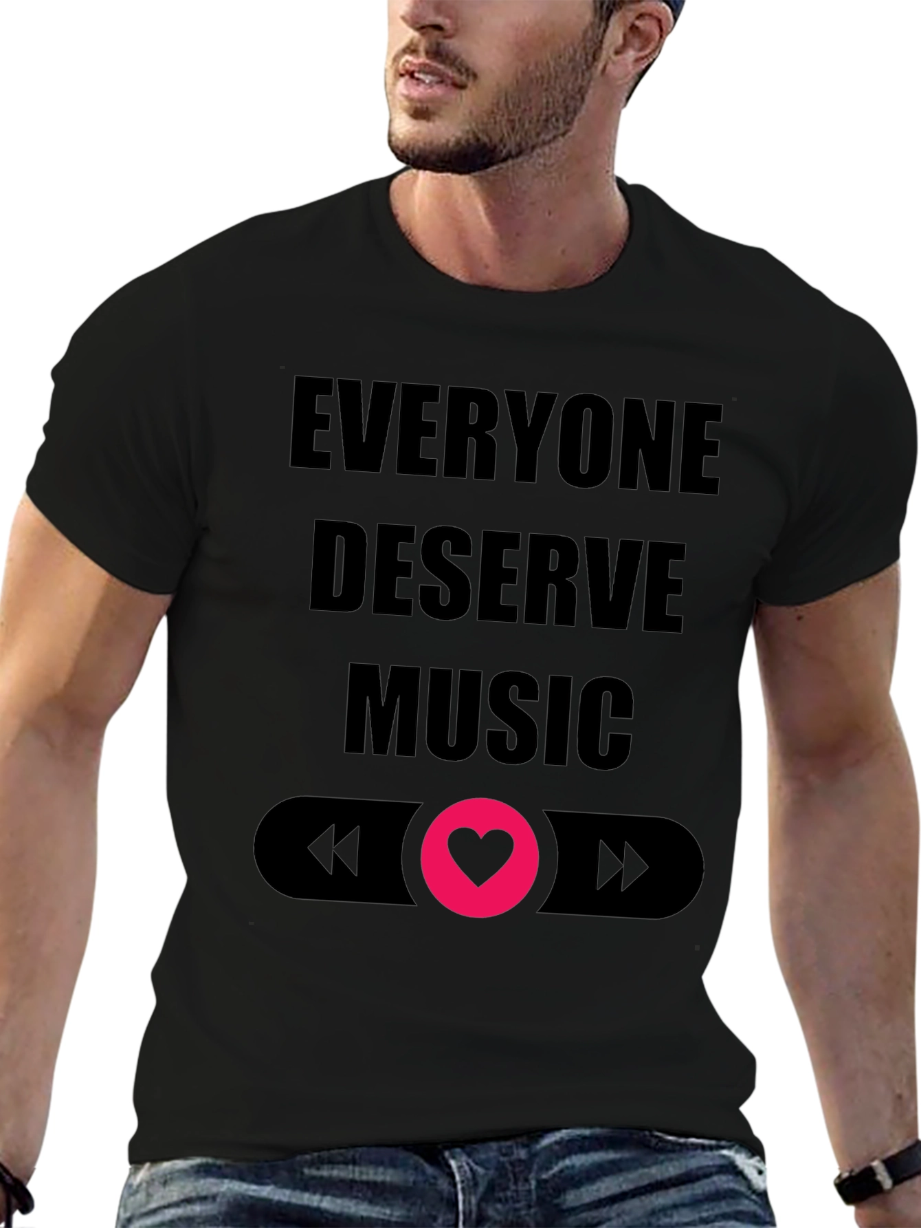 Camiseta Negra Todos Merecen Música Diseño Amor