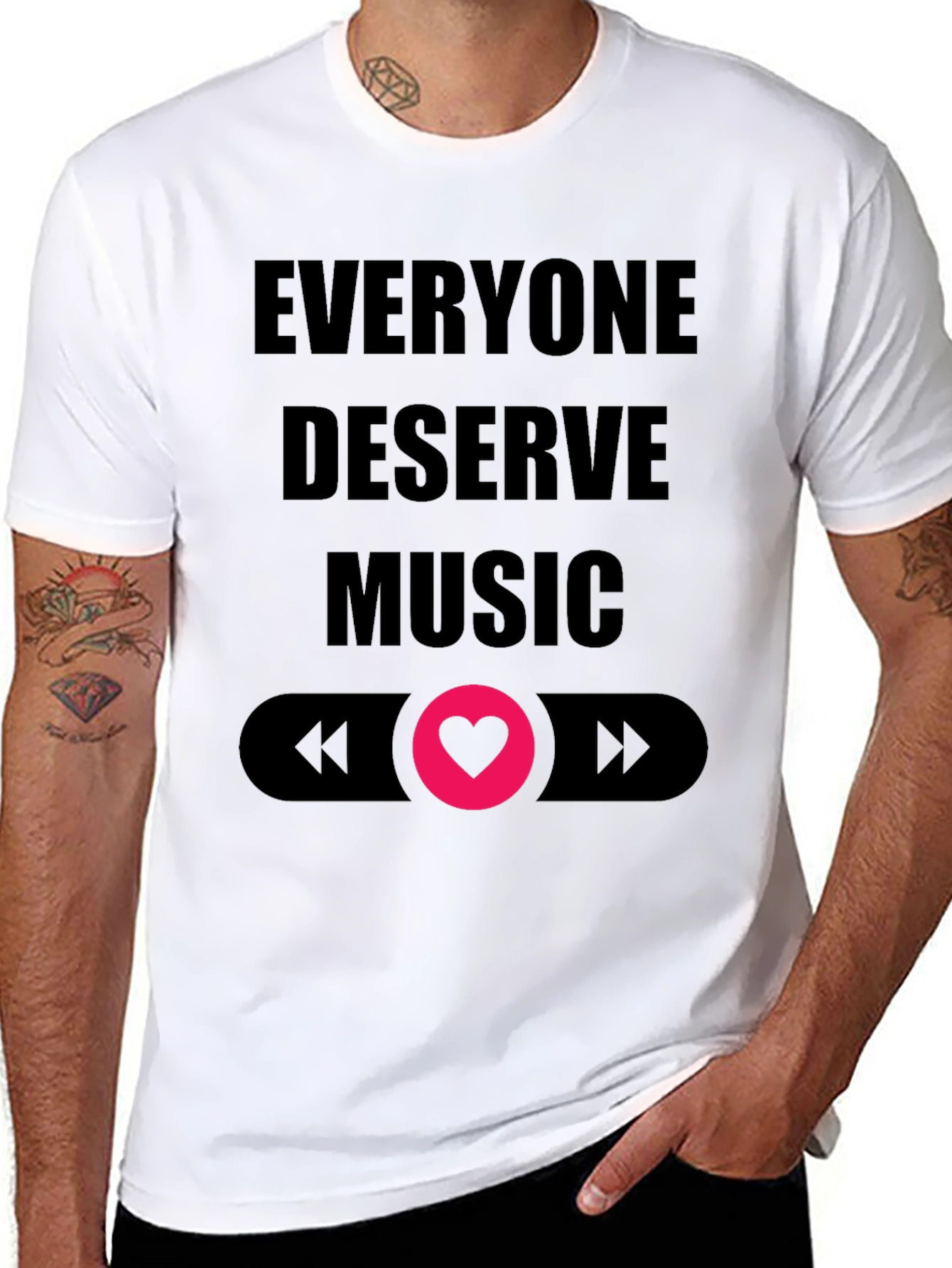 Camiseta Negra Todos Merecen Música Diseño Amor