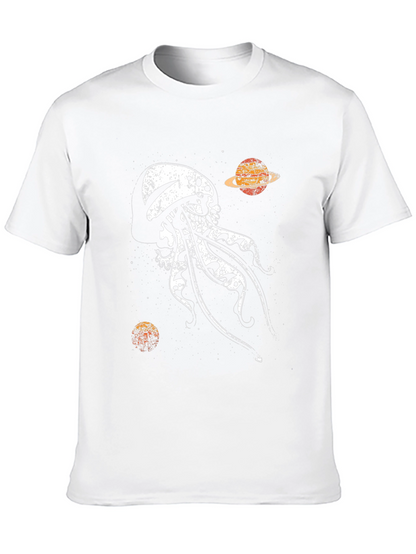 Camiseta Negra Estampada: Medusa Espacial