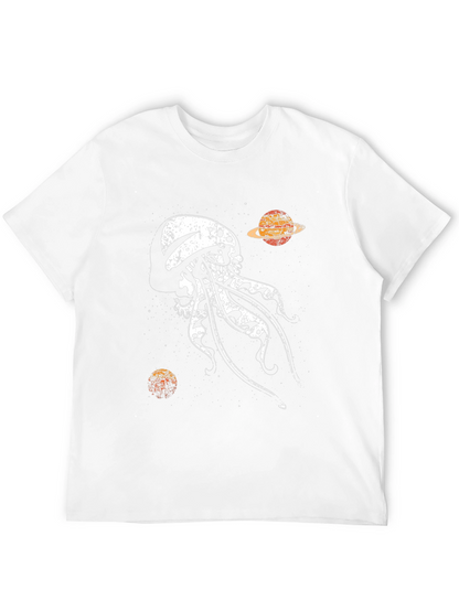 Camiseta Negra Estampada: Medusa Espacial