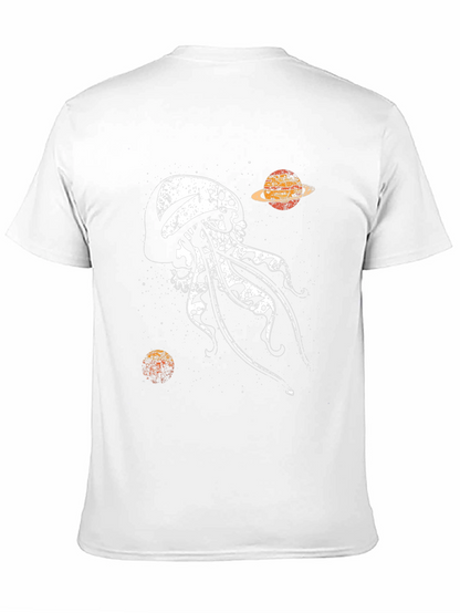 Camiseta Negra Estampada: Medusa Espacial