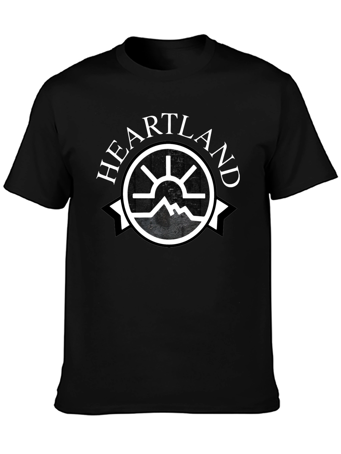 Camiseta Negra Heartland - Diseño Gráfico Único