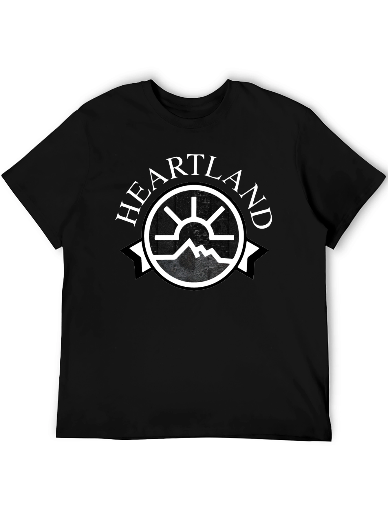Camiseta Negra Heartland - Diseño Gráfico Único