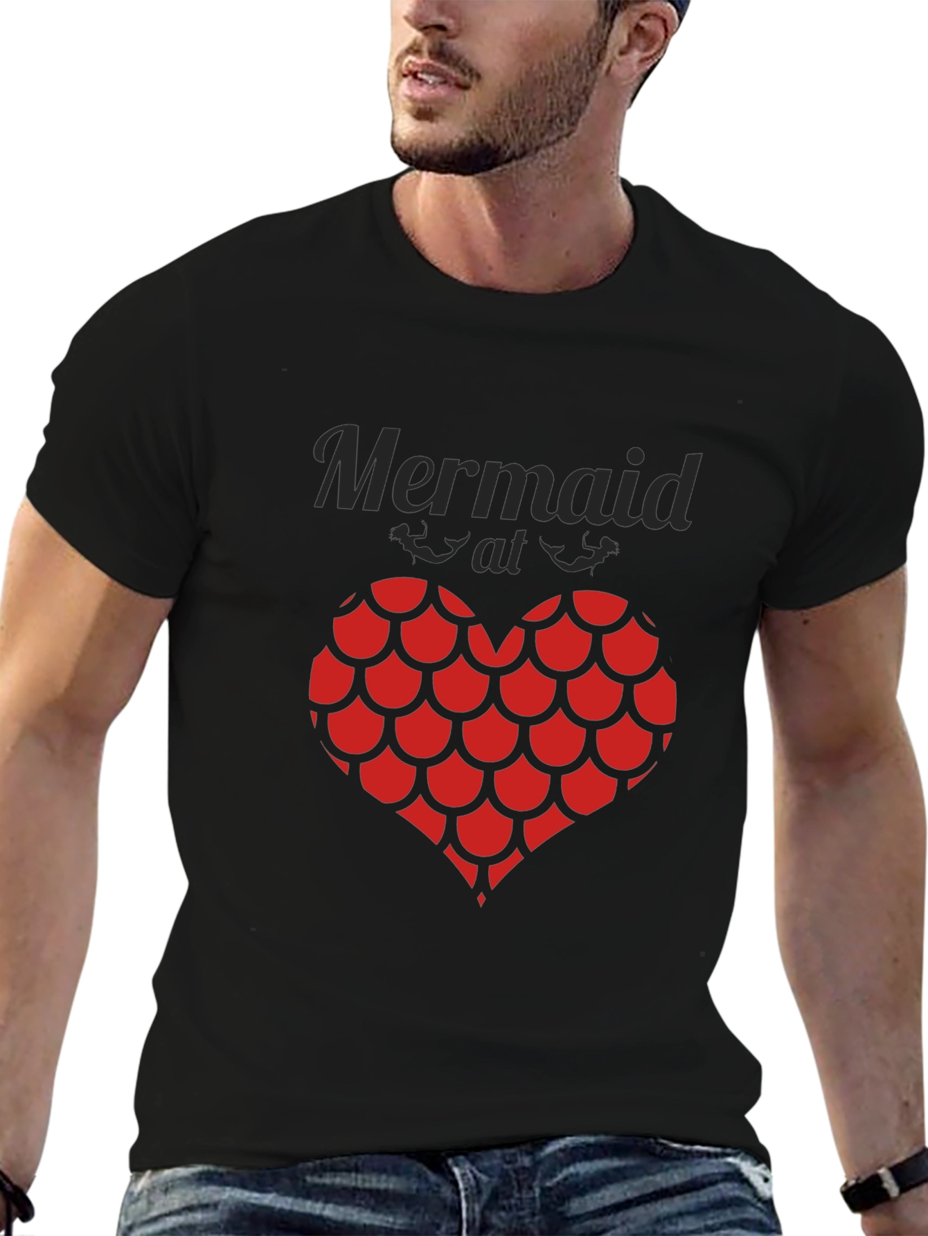 Camiseta Negra Corazón Escamas Sirena