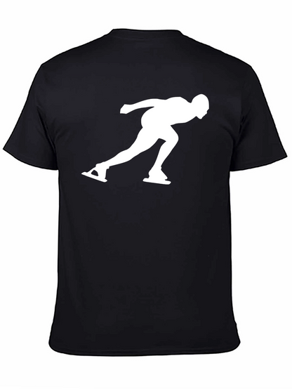 Camiseta Negra con Diseño de Patinador de Velocidad
