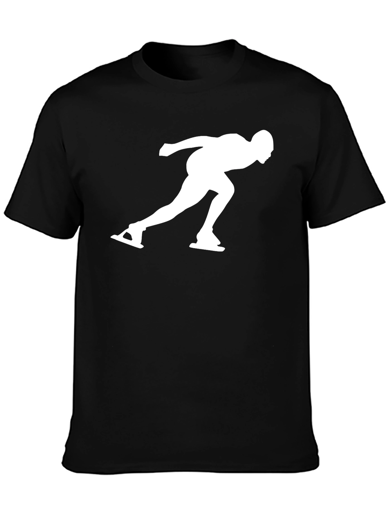Camiseta Negra con Diseño de Patinador de Velocidad