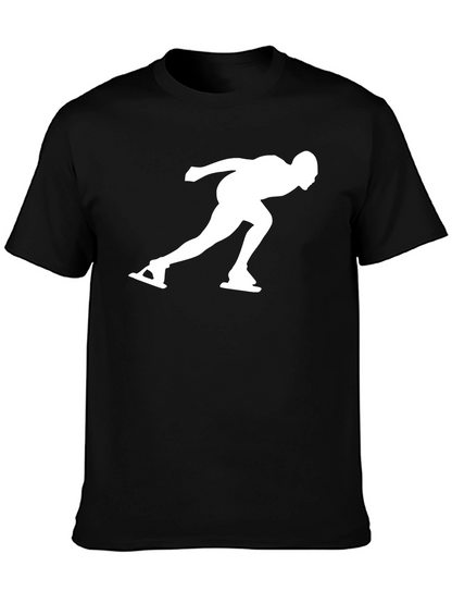 Camiseta Negra con Diseño de Patinador de Velocidad