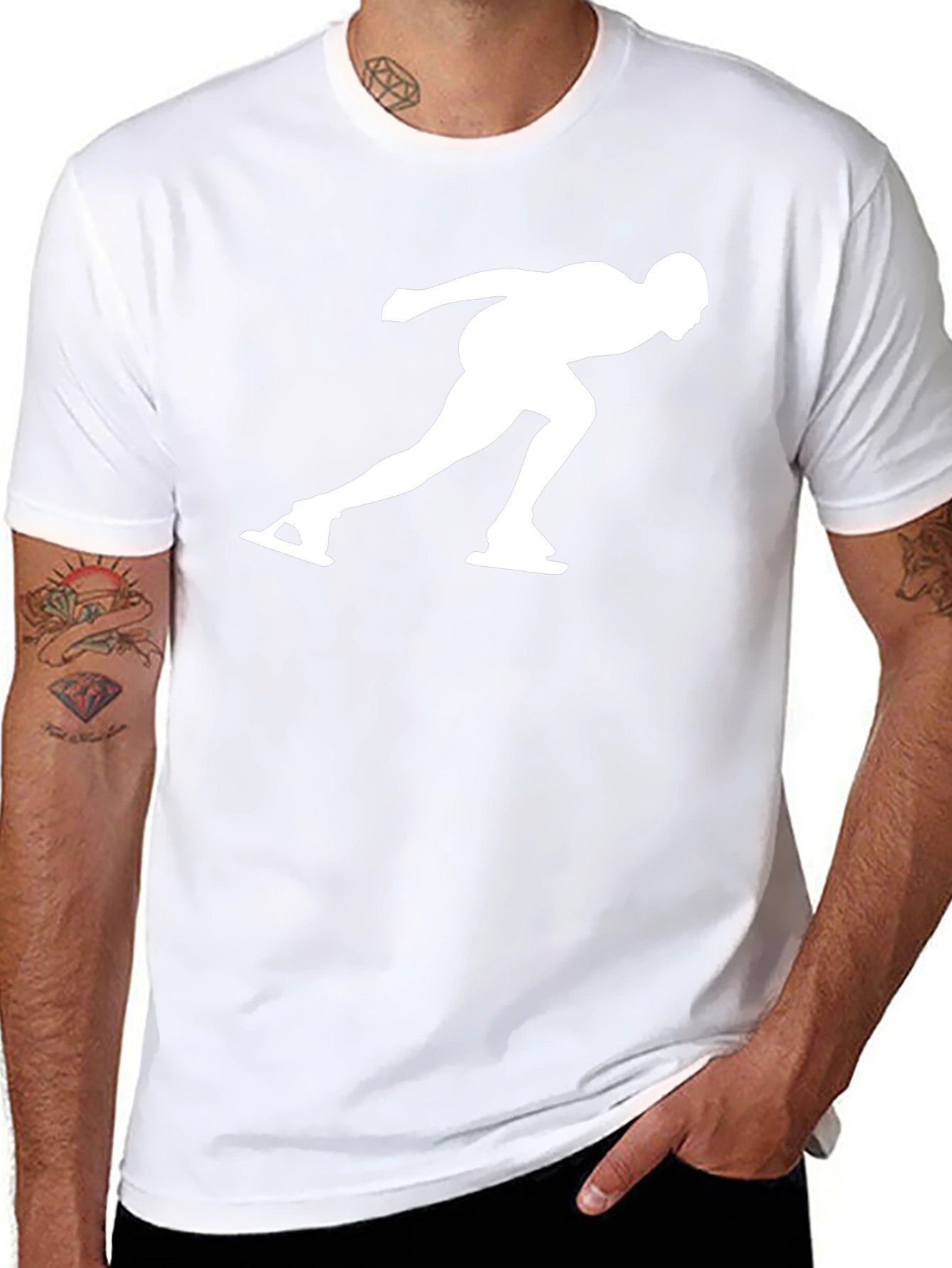 Camiseta Negra con Diseño de Patinador de Velocidad