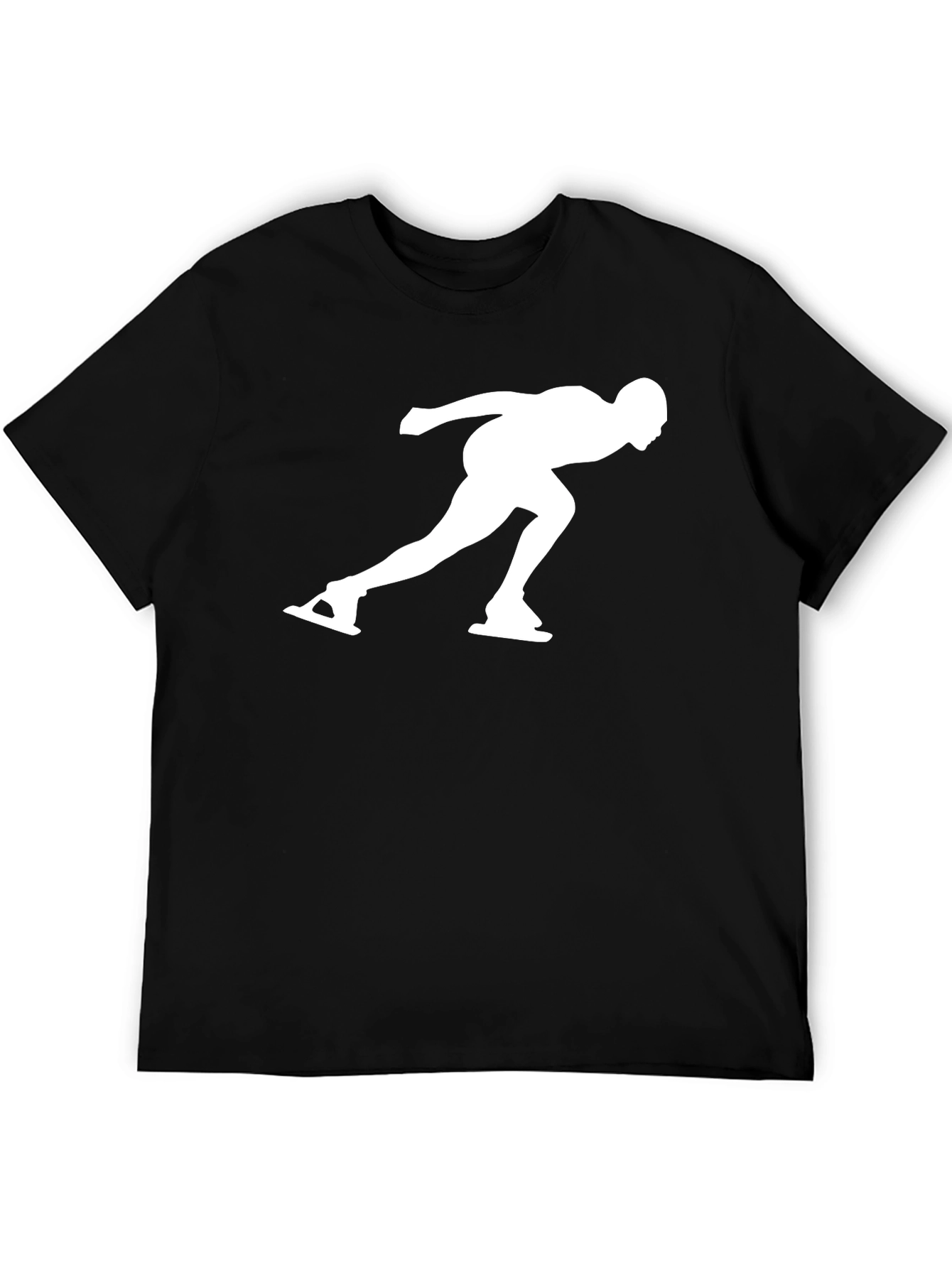 Camiseta Negra con Diseño de Patinador de Velocidad
