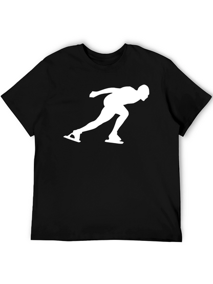 Camiseta Negra con Diseño de Patinador de Velocidad