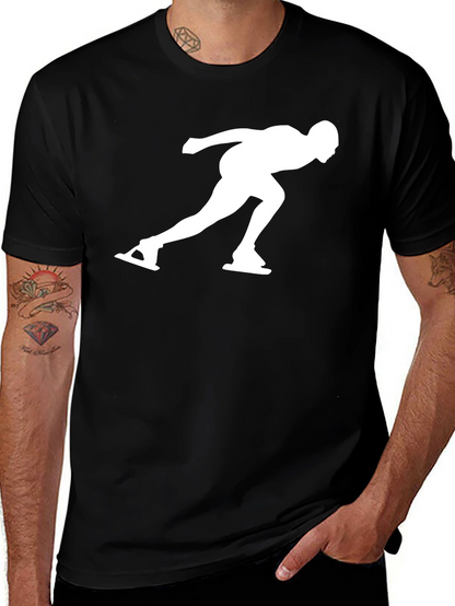 Camiseta Negra con Diseño de Patinador de Velocidad