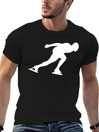 Camiseta Negra con Diseño de Patinador de Velocidad