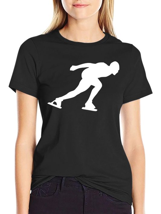 Camiseta Negra con Diseño de Patinador de Velocidad