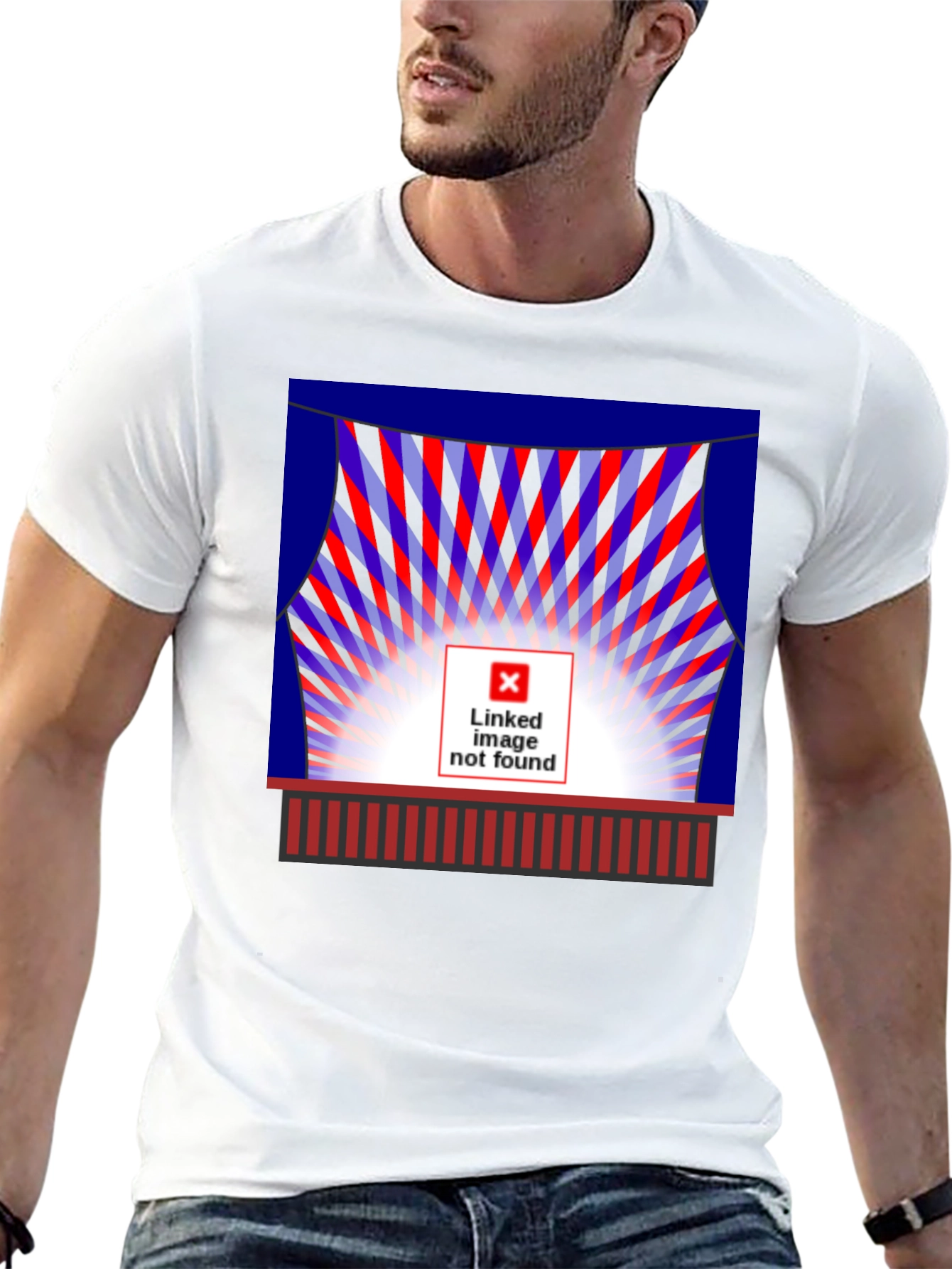 Camiseta Negra con Diseño Abstracto de Escenario