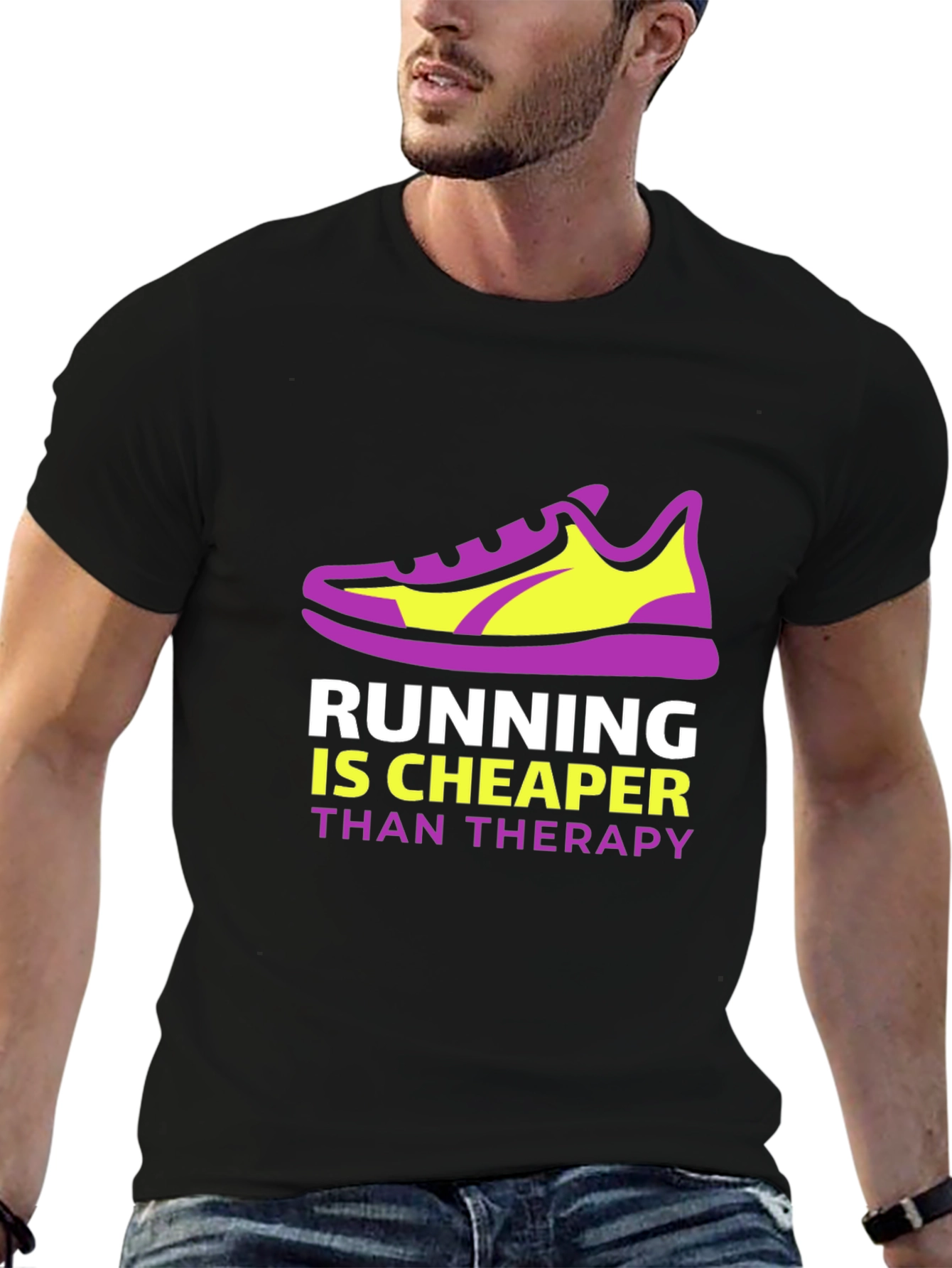 Camiseta Negra con Diseño de Zapatilla y Frase Motivacional